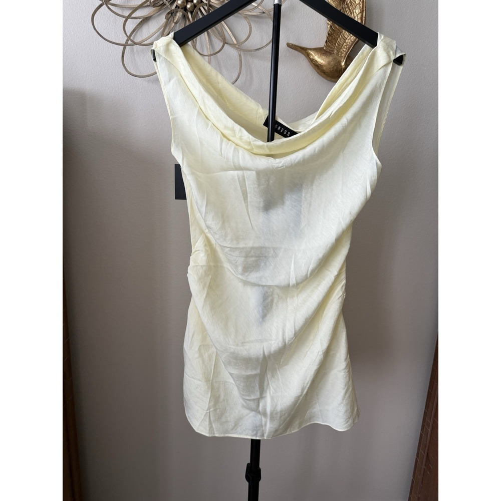 Lioness Sweetheart Mini Dress Butter Yellow One Shoulder Ruched NWT Size L